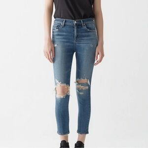 AGOLDE Women’s Sophie High Rise Skinny Distressed Ankle Crop Denim Jeans 25